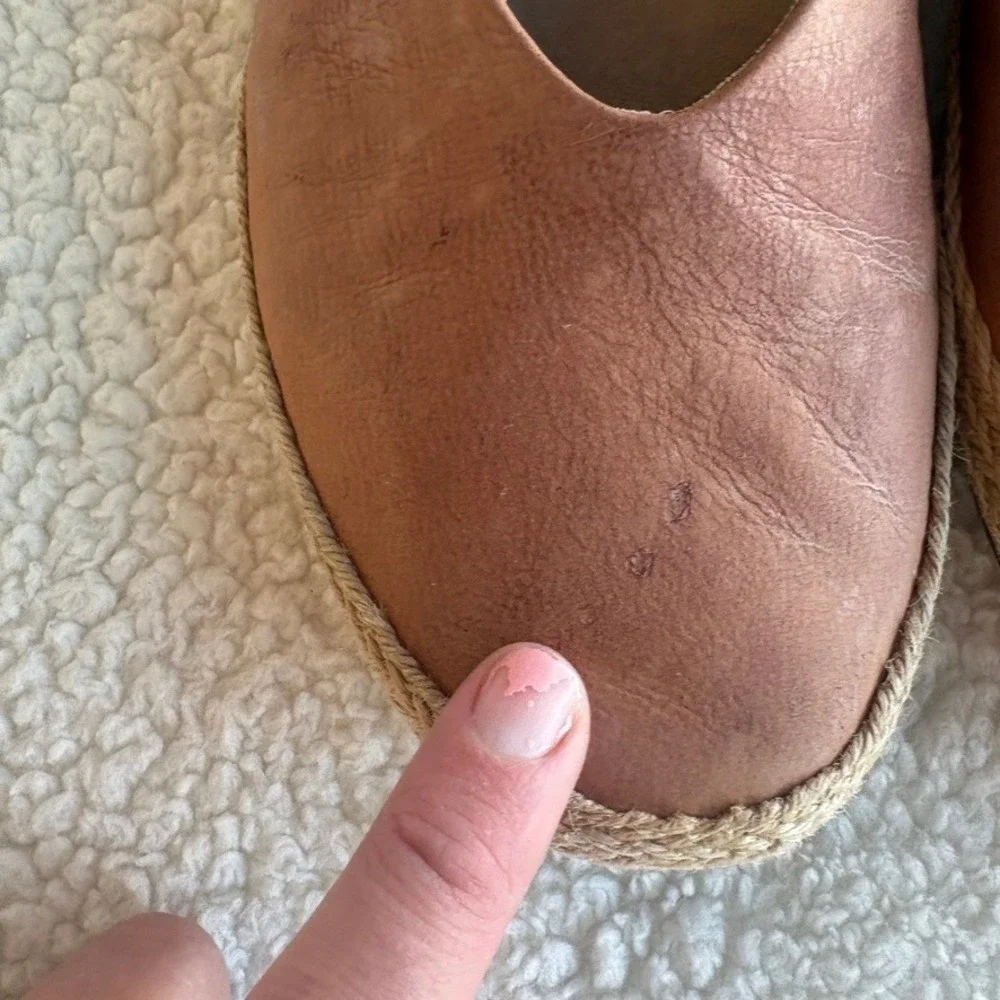 Eileen‎ Fisher Tour Tan Leather Espadrille Flats Women's 8.5 Jute Slip On Shoes